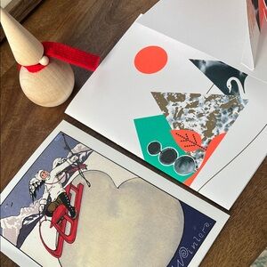 Wooden gnome and set of three Holiday Cards.